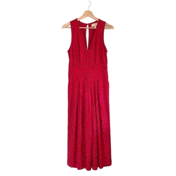 Anthropologie Moulinette Soeurs Jaeda Wide Leg Lace Jumpsuit Red 2 - Picture 6 of 16
